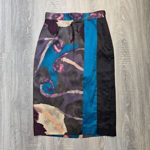 Solar Brand Colorful Skirt size 36 EU, US 6 Fitted silk cotton blend‎ side zip